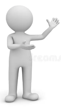 a 3d blank paper white cartoon guy gesturing to something with both hands
